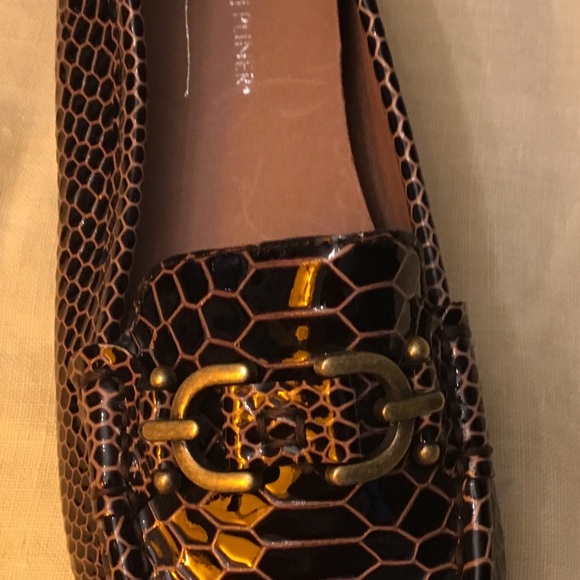 Women’s Brown Leather Loafer Python Print - Picture 2 of 6